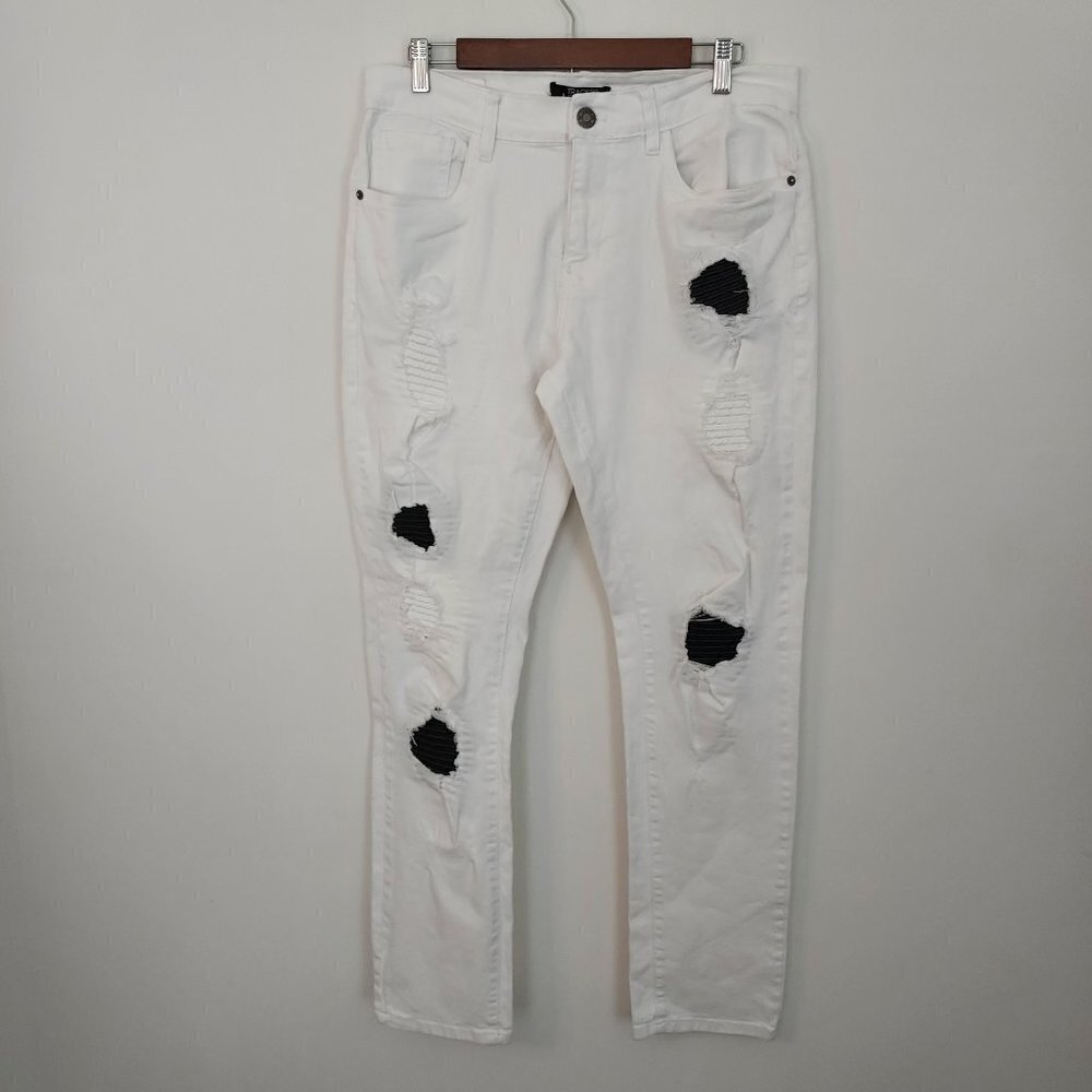 Track 23 Skinny Fit Moto Insert White Jeans NWOT